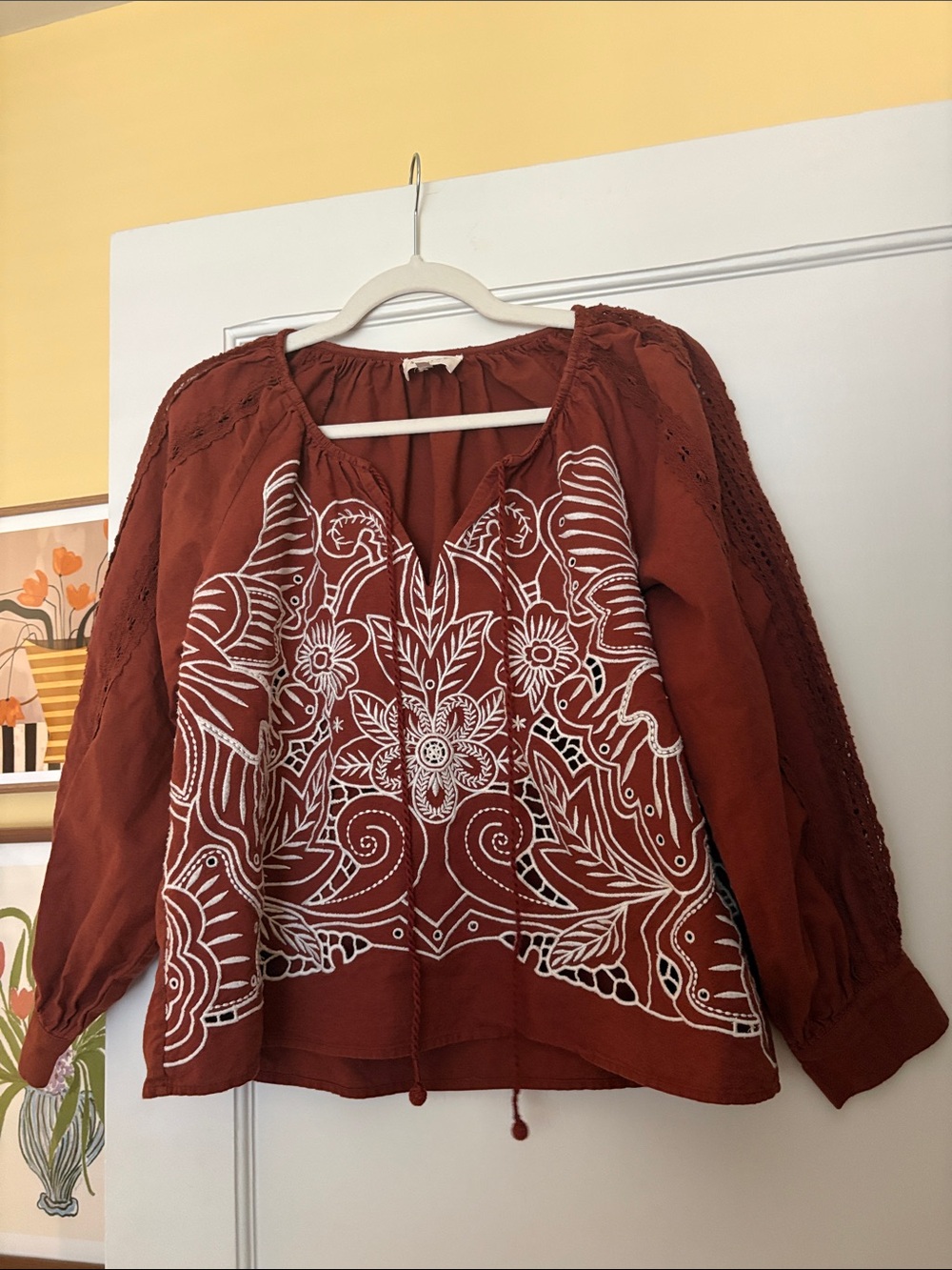 Sézane Moana Blouse Ecru Terracotta Size 40 / US 8 - Picture 3 of 4